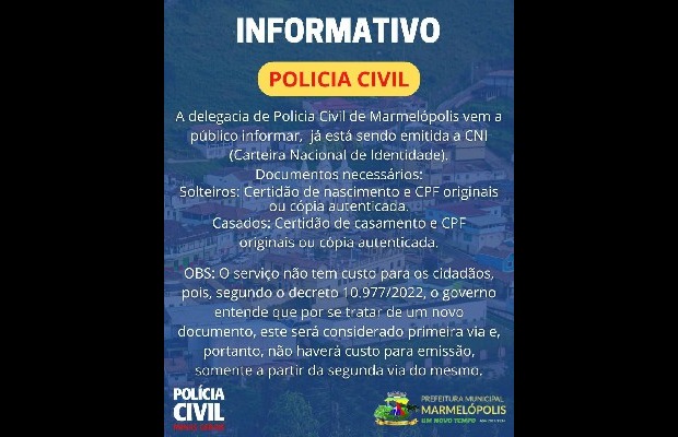 Policia Civil de Marmelópolis inicia a emissão da nova Carteira de Identidade